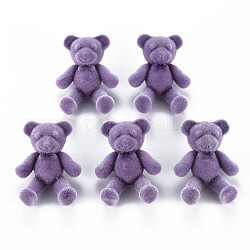 Boutons acryliques flocky, ours, support violet, 38~39x29.5x15mm, Trou: 3mm