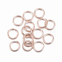 Anneaux de jonction en 304 acier inoxydable, anneaux de jonction ouverts, or rose, 18 jauge, 7x1mm, diamètre intérieur: 5 mm