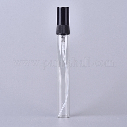 Mini botellas de spray de vidrio recargables de 10 ml, con pulverizador de niebla fina de plástico y tapa antipolvo, para perfume, aceite esencial, Claro, 11.8x1.4 cm, capacidad: 10ml (0.34 fl. oz)
