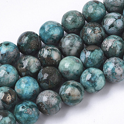 Fili assemblati di diaspro imperiale sintetico e perle di pirite naturale, tinto, tondo, 8mm, Foro: 1 mm, circa 51pcs/filo, 15.94 pollice (40.5 cm)
