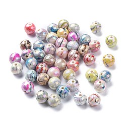 Perles acryliques ab vague de couleur imprimés, ronde, couleur mixte, 10mm, Trou: 2mm