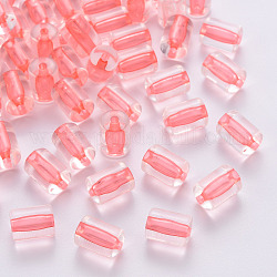 Abalorios de acrílico transparentes, columna, coral luz, 10x7.5mm, agujero: 1.8 mm, aproximamente 950 unidades / 500 g