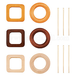 Biyun 6set 6 стиля палочки для волос из цинкового сплава, деревянная подставка для хвоста с полыми волосами, кольцо и квадрат, разноцветные, 52~124x4~60x3.5~5.5 мм, 1 комплект / стиль