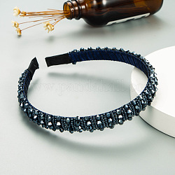 Diadema con cuentas de vidrio bling bling, accesorios para el cabello de fiesta para mujeres niñas, azul pizarra oscuro, 12mm