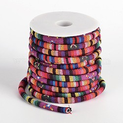 Ethnic Cord Polyester Cords, Colorful, 7x5mm, 10yards/roll