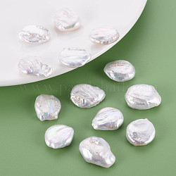 Perline di perle naturali di keshi, perla d'acqua dolce coltivata, Senza Buco / undrilled, pepite, colore conchiglia, 18~26x16~18x5~9mm