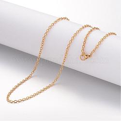Placage ionique (ip) 304 collier en acier inoxydable, chaînes câblées, avec fermoirs mousquetons, or, 23.6 pouce (600 mm), 2.3mm