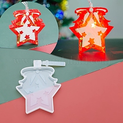 DIY Christmas Lights Silicone Molds, Resin Casting Molds, Clay Craft Mold Tools, Star, White, 70x68x11mm, Hole: 5mm