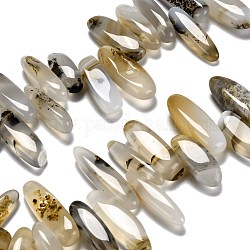 Chapelets de perles d'agate naturelle, top foré, pépites, fumée blanche, 22.5~42x6.5~12x5.5~12mm, Trou: 1.8mm, Environ 43~56 pcs/chapelet, 15.55~15.7 pouce (39.5~40 cm)