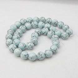 Chapelets de perles en turquoise synthétique, teinte, ronde, bleu clair, 8mm, Trou: 1mm, Environ 50 pcs/chapelet, 15.7 pouce