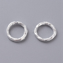 Anelli di salto strutturati in ferro, anelli di salto saldati, anelli di salto chiusi, per fare gioielli, colore argento placcato, 18 gauge, 7.5~8.5x1mm, diametro interno: 5.5mm