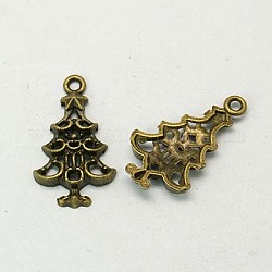 Pendente in lega stile tibetano, cadmio & nichel &piombo libero, albero di Natale, bronzo antico, 24x13.5x2mm, Foro: 2 mm