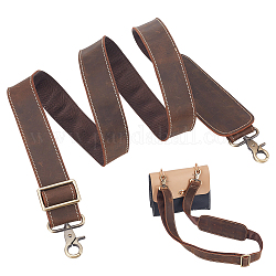 Bretelles de sac réglables en cuir et nylon, avec épaulière et fermoirs pivotants en alliage, café, 107.8~150 cm