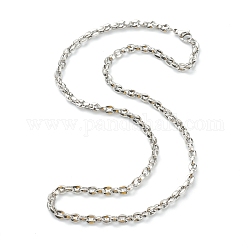 304 Stainless Steel Coffee Bean Chain Necklaces, with Lobster Claw Clasps, Stainless Steel Color, 19.60 inch(49.8cm), 4.5mm