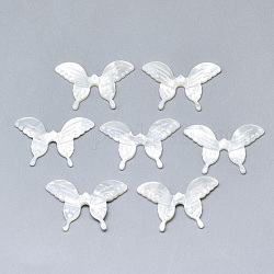 Perlas de concha de nácar de concha blanca natural, mariposa, 20x29~30x2mm, agujero: 0.7 mm