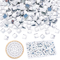 Azulejos de mosaico de vidrio cuadrado pandahall elite, Cabuchones de cristal, para artes diy manualidades, Claro, 9.5~10x9.5~10x4.5mm, 3 bolsas