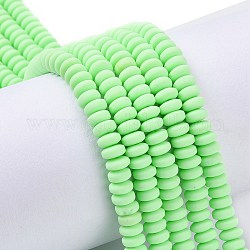 Handmade Polymer Clay Beads Strands, for DIY Jewelry Crafts Supplies, Flat Round, Pale Green, 6~7x3mm, Hole: 1.5mm, about 113~116pcs/strand, 15.55 inch~16.14 inch(39.5~41cm)
