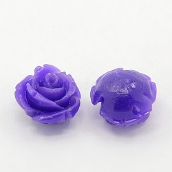 Synthetic Coral 3D Flower Rose Beads, Dyed, Blue Violet, 20x13mm, Hole: 2mm