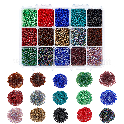 Nbeads 300g 15 Colors Glass Seed Beads, Mixed Style, Small Craft Beads for DIY Jewelry Making, Round, Mixed Color, 3mm, Hole: 1mm, 20g/color