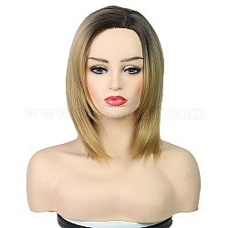 Короткие парики для женщин в стиле балаяж, синтетический парик, термостойкое высокотемпературное волокно, золотые, 15.75 дюйм (40 см)