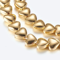 Non magnetici perle ematite sintetico fili, cuore, oro placcato, 5x6x2.5mm, Foro: 1 mm, circa 82pcs/filo, 15.7 pollice (40 cm)