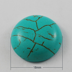 Cabuchones de piedras preciosas, turquesa sintética, semicírculo, turquesa oscuro, 18x6mm