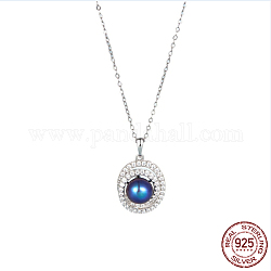 Colliers pendentif perle naturelle, Colliers en chaîne torsadée en argent sterling plaqué rhodium pour femmes, platine, pas de taille