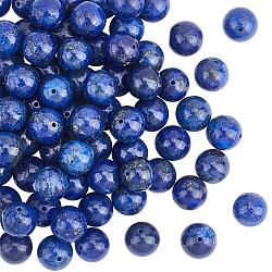 Brins de perles de lapis lazuli naturel olycraft, teinte, ronde, 10mm, Trou: 1mm, Environ 19 pcs/chapelet, 7.6 pouce, 4 brins