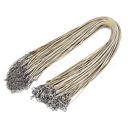 Gewachsten Baumwollkordel bildende Halskette, mit Alu-Karabiner Schnallen und Eisenketten Ende, Platin Farbe, dark khaki, 17.12 Zoll (43.5 cm), 1.5 mm