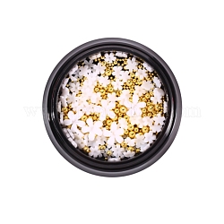 Harz Cabochons, für Nagelkunstdekoration Zubehör, mit Mikroperlen, 3 d Blume, golden, 49 mm