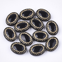 Perles acryliques plaquées, métal enlacée, ovale, noir, 17.5x13.5x6mm, Trou: 1.6mm, environ 590 pcs/500 g