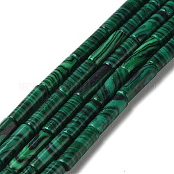 Synthetic Malachite Beads Strands, Column, 4~4.5x13~14mm, Hole: 1.2mm, about 27~29pcs/strand, 14.72''~14.96''(37.4~38cm)