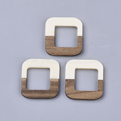 Anillos de unión de resina y madera de nogal, anillo rectángulo, blanco, 33.5x30.5x3mm, diámetro interior: 19 mm