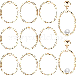 BENECREAT 14Pcs Real 18K Gold Plated Brass Open Back Bezel Pendants, 1x0.8x0.06inch Oval Hollow Frame Charms for DIY UV Resin Pressed Flower Jewelry Making, Hole: 1x3mm