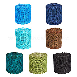 Beadthoven 7 Rolls 7 Colors Burlap & Linen Ribbon, Jute Ribbons For Craft Making, Mixed Color, 2-3/8 inch(60~61mm), about 2.19 Yards(2m)/roll, 1 roll/style