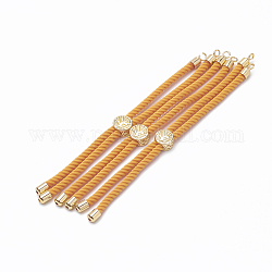 Nylon Twisted Cord Bracelet Making, Slider Bracelet Making, with Brass Findings, Golden, Orange, 8.7 inch~9.3 inch(22.2cm~23.8cm), 3mm, hole: 1.5mm