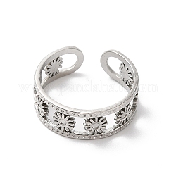 304 fornitura de anillo de puño abierto de flor de acero inoxidable, bases del anillo de la almohadilla, color acero inoxidable, diámetro interior: 18 mm, Bandeja: 1.2 mm