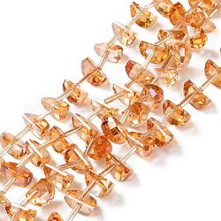 Chapelets de perles en verre électroplaqué, plein arc-en-plaqué, tranche de pastèque à facettes, selle marron, 11x8x7mm, Trou: 1.2mm, Environ 50 pcs/chapelet, 19.69'' (50 cm)