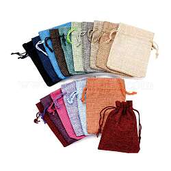 Bolsas con cordón de imitación de poliéster bolsas de embalaje, color mezclado, 12x9 cm