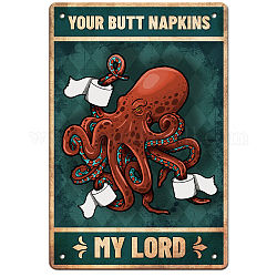 Globleland Octopus Plaque en métal vintage rétro Vos serviettes My Lord Plaque décorative murale en métal 8,12 x {5},{1} cm pour la maison, la cuisine, le bar, le café, le club, la décoration de verger