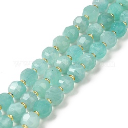 Chapelets de perles en amazonite naturelle, avec des perles de rocaille, facettes rondelle, 7~8x5~6mm, Trou: 1mm, Environ 45~46 pcs/chapelet, 14.57''~14.96'' (37~38 cm)