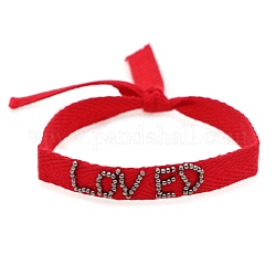Mot aimé bracelet cordon perlé, bracelet réglable porte-bonheur rouge pour femme, gris foncé, 14-1/8 pouce (36 cm)