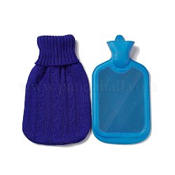 Wärmbeutel aus Gummi in zufälliger Farbe, Wärmflasche, mit blauer abnehmbarer Strickhülle, Art der Wassereinspritzung, Geben Sie Ihrer Hand Wärme, 360x195x45 mm, Kapazität: 2000 ml (67.64 fl. oz)
