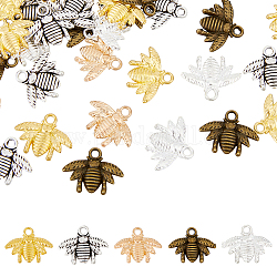 Hobbiesay 120 Uds. Colgantes de aleación de 5 colores, encantos de abejas, color mezclado, 16x21x2.5mm, agujero: 2 mm, acerca 24pcs / del color