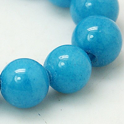 Fili di perline mashan giada tondo naturale, tinto, cielo blu profondo, 8mm, Foro: 1 mm, circa 51pcs/filo, 15.7 pollice