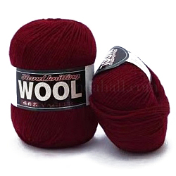 Filato di poliestere e lana per cappello maglione, Fili di lana a 4 capo per lavori a maglia all'uncinetto, rosso scuro, su 100 g / rotolo