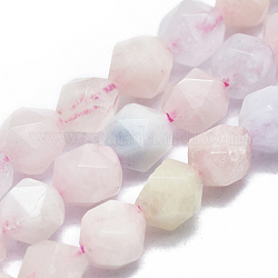 Natural Morganite Beads Strands, Faceted, Round, Star Cut Round Beads, 7~8mm, Hole: 1mm, 14.5 inch~15.7  inch(37~40cm), about 48~54pcs/Strand