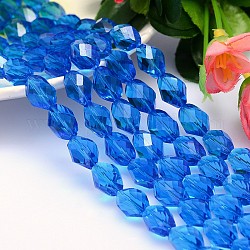 Faceted Polyhedron Imitation Austrian Crystal Bead Strands, Grade AAA, Dodger Blue, 13x10mm, Hole: 0.9~1mm, about 30pcs/strand, 15.7 inch