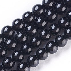 Fili di spinello nero naturale, tondo, 6mm, Foro: 1 mm,circa61~65pcs/filo, 15.6 pollici (39.5 cm)
