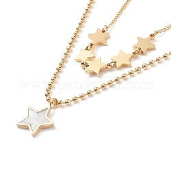 Colliers multicouches à double chaîne avec breloques étoiles en résine, placage ionique (ip) 304 bijoux en acier inoxydable pour femmes, or, 15.16 pouce (38.5 cm)